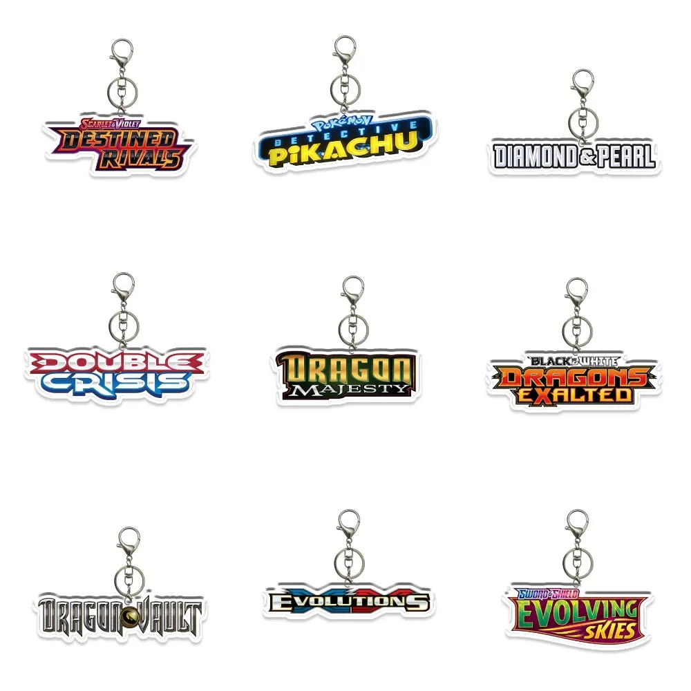 

DIY Pokemon PTCG Cartoon Logo Acrylic Key Chain Decoration Pendant Anime Peripheral Game Collection Card Holiday Gift