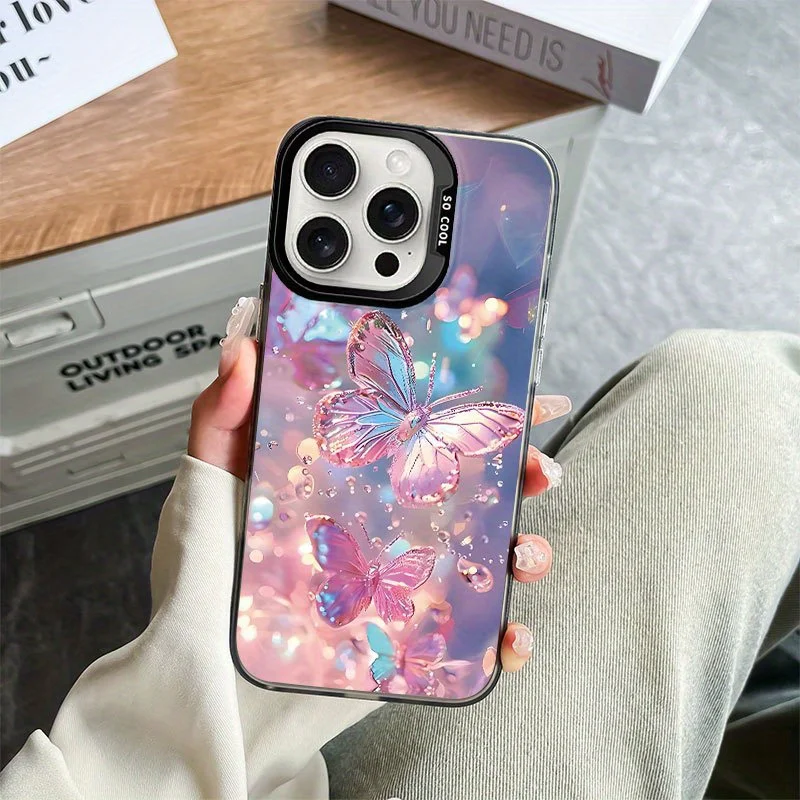 

Colorful butterflies phone case for iPhone 16 15 14 13 12 11 Pro/ Max/Plus shock-proof rear cover anti-fingerprint