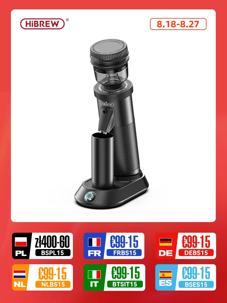 HiBREW G5 48mm Conical Burr Electric Coffee Grinder Compact Portable Coffee Bean Mill Kitchen for Espresso Turkish Coffee