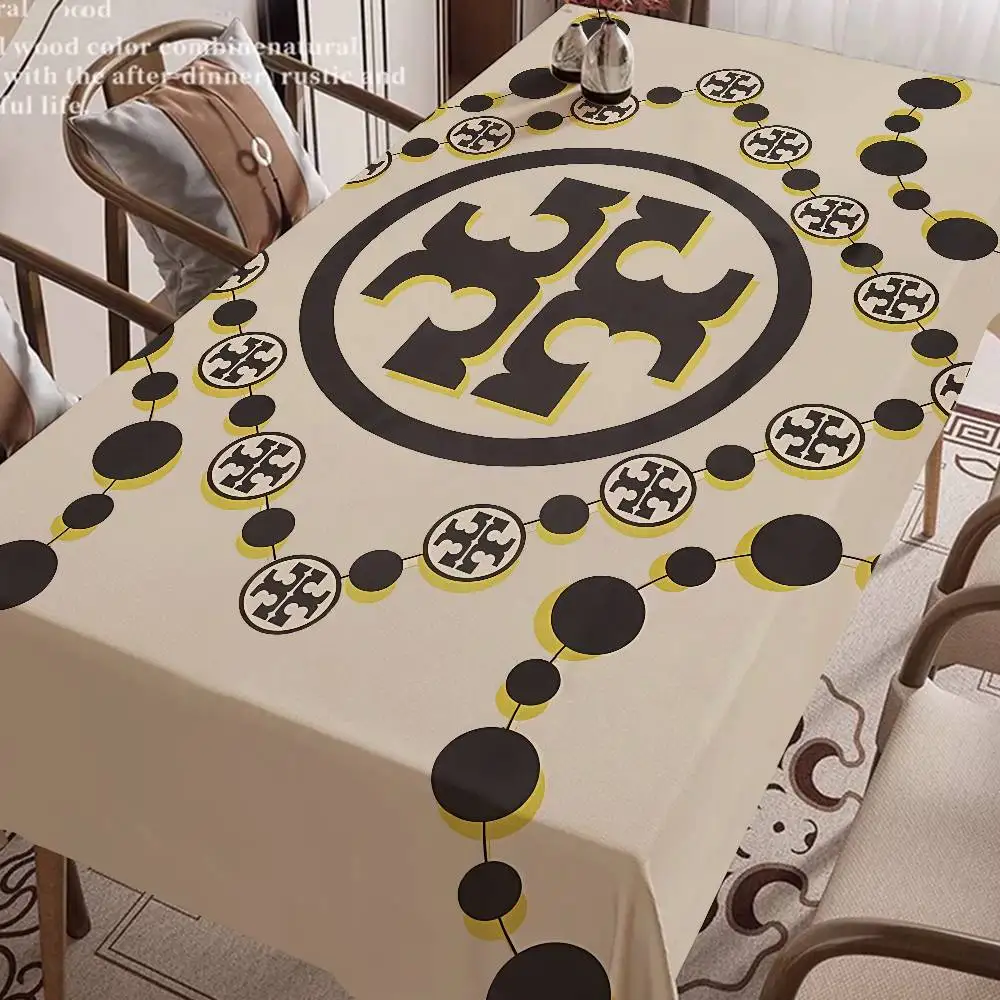 Fashion Brand T-Tory B-Burch Polyester Waterproof Tablecloth Bedside Table Dustproof Decorative Cloth Living Room Tablecloth