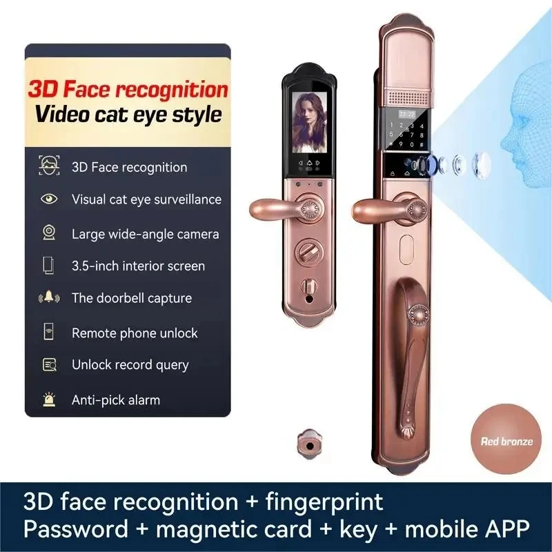 Smart Home Villa Gate Lock European Automatic Tuya Wifi Remote Facial Recognition Fingerprint Passcode Unlock