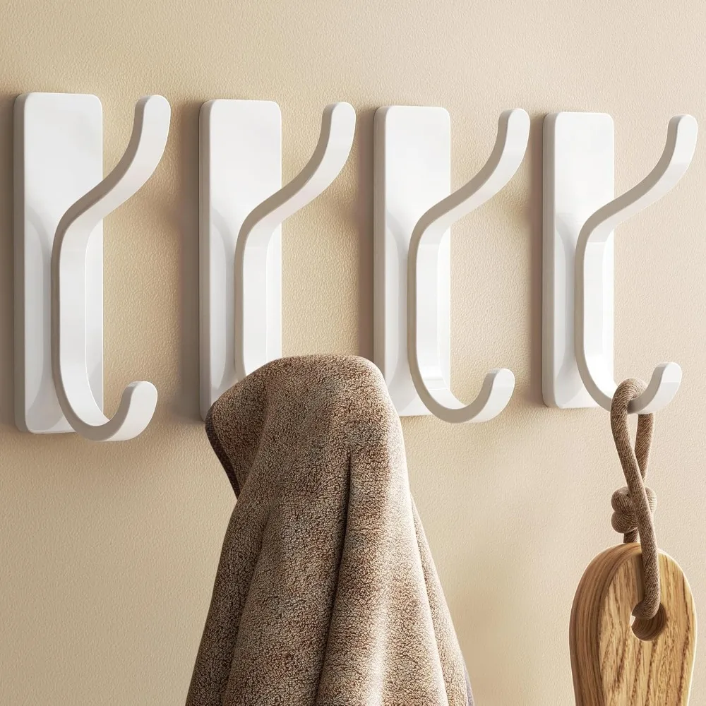

Heavy Duty Stick On Wall Hooks 4 Pack Metal Adhesive Hanger for Towel Purse Robe Backpack Jacket Bathroom Kitchen Dorm