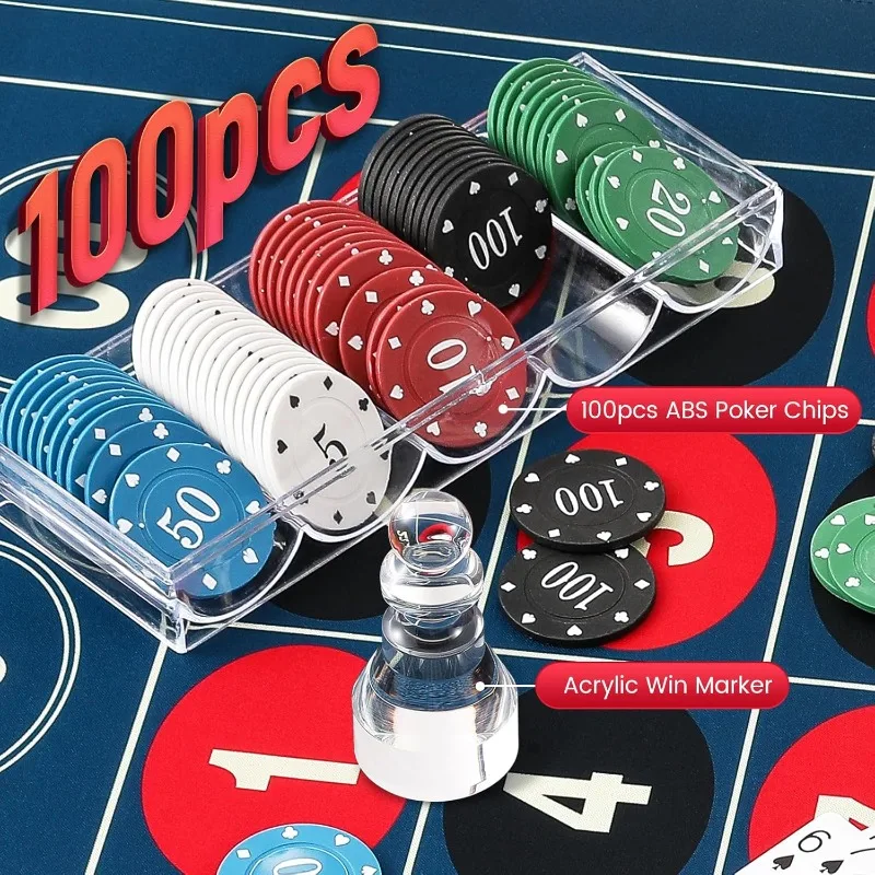 مجموعة عجلات الروليت مقاس 11 بوصة: عجلة الروليت الصلبة مع 47.2 * 23.6 بوصة تخطيط طاولة الروليت حصيرة اللباد 100 قطعة ABS #5