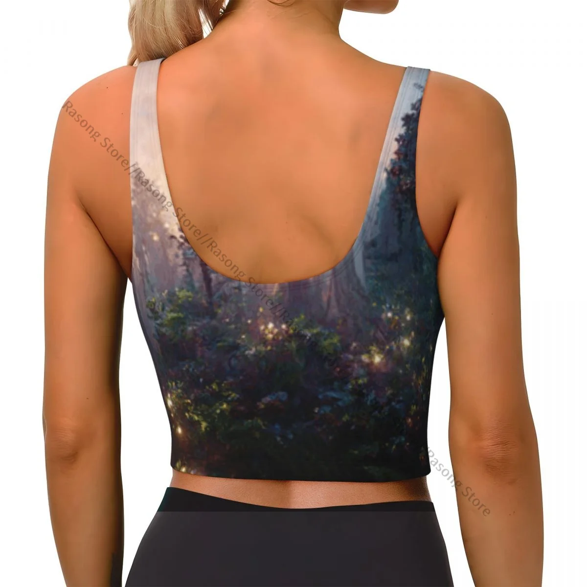 ผู้หญิงเซ็กซี่กีฬาเสื้อกั๊กป่าลึกลับกับเส้นทางหญิงStreetwearกีฬาชุดชั้นในTee Crop Top
