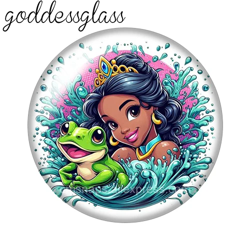 Disney Princesses Belle Tinker Elsa Snow white 12mm/18mm/20mm/25mm Round photo glass cabochon flat back Making findings keychain