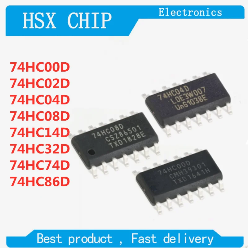 10pcs 74HC00D 74HC02D 74HC04D 74HC08D 74HC14D 74HC32D 74HC74D 74HC86D SOP