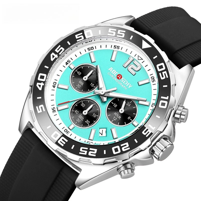 

Мужские часы AOCASDIY, спортивные, многофункциональные, светящиеся, кварцевые, водонепроницаемые, с силиконовым ремешком