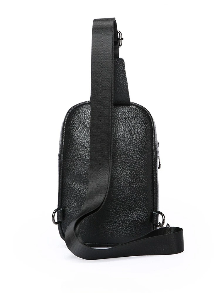 New Leather Chest Sling Bag Multi Compartment Zipper Design Detachable Strap Lightweight Crossbody Pack for Travel Daily Use