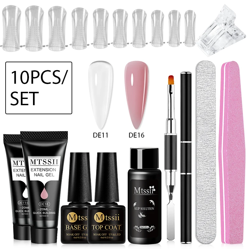 10pcs Quick Extension Gel Nail Polish Set 20ml Clear Pink Long Lasting Building Nail Art Varnish Gel for Manicure Nail Supplies