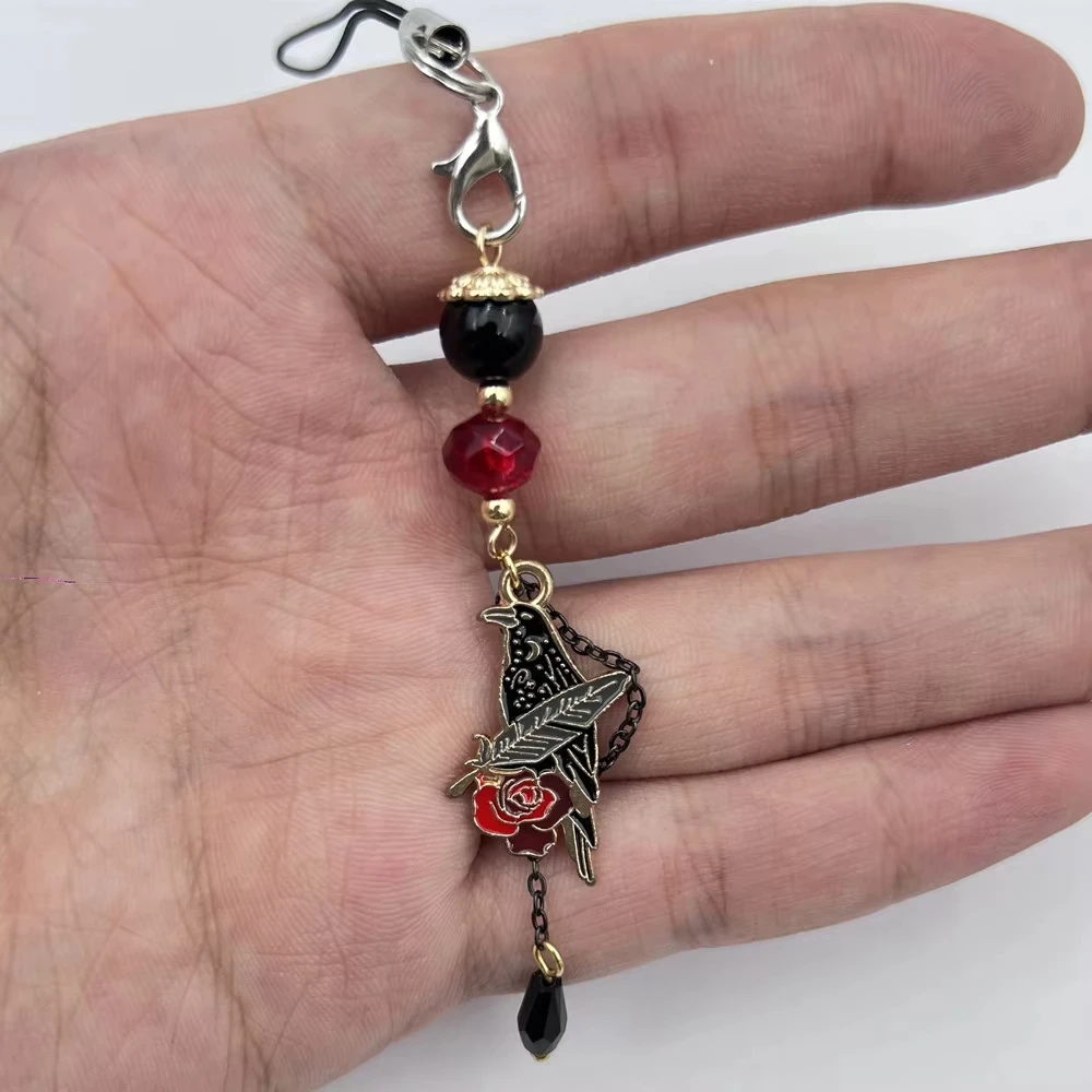 لعبة الحب والمساحة العميقة سيلوس تأثيري الهاتف سحر المفاتيح الغراب روز قلادة كيرينغ حقيبة مطرز اكسسوارات عيد الميلاد الدعائم #2