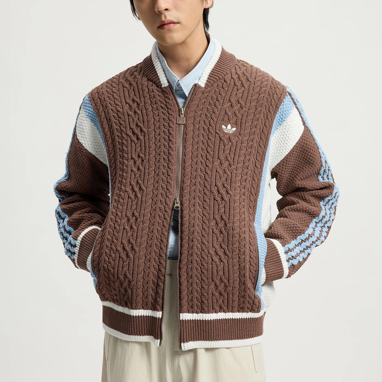 Adidas genuine clover men's loose fitting knitted warm jacket KS5963