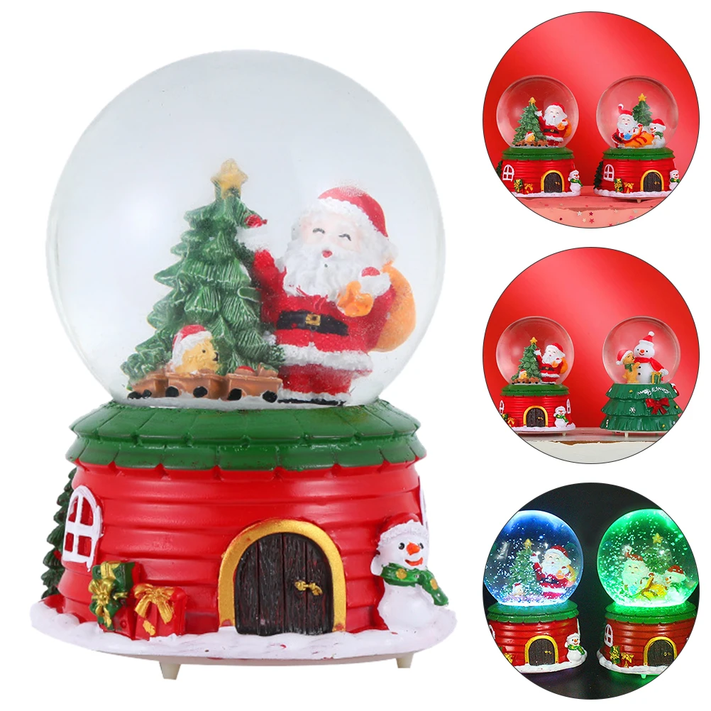 

Glowing Music Crystal Ball Snow Globe with Desktop Decorations Christmas Decorative Glass Office Kids