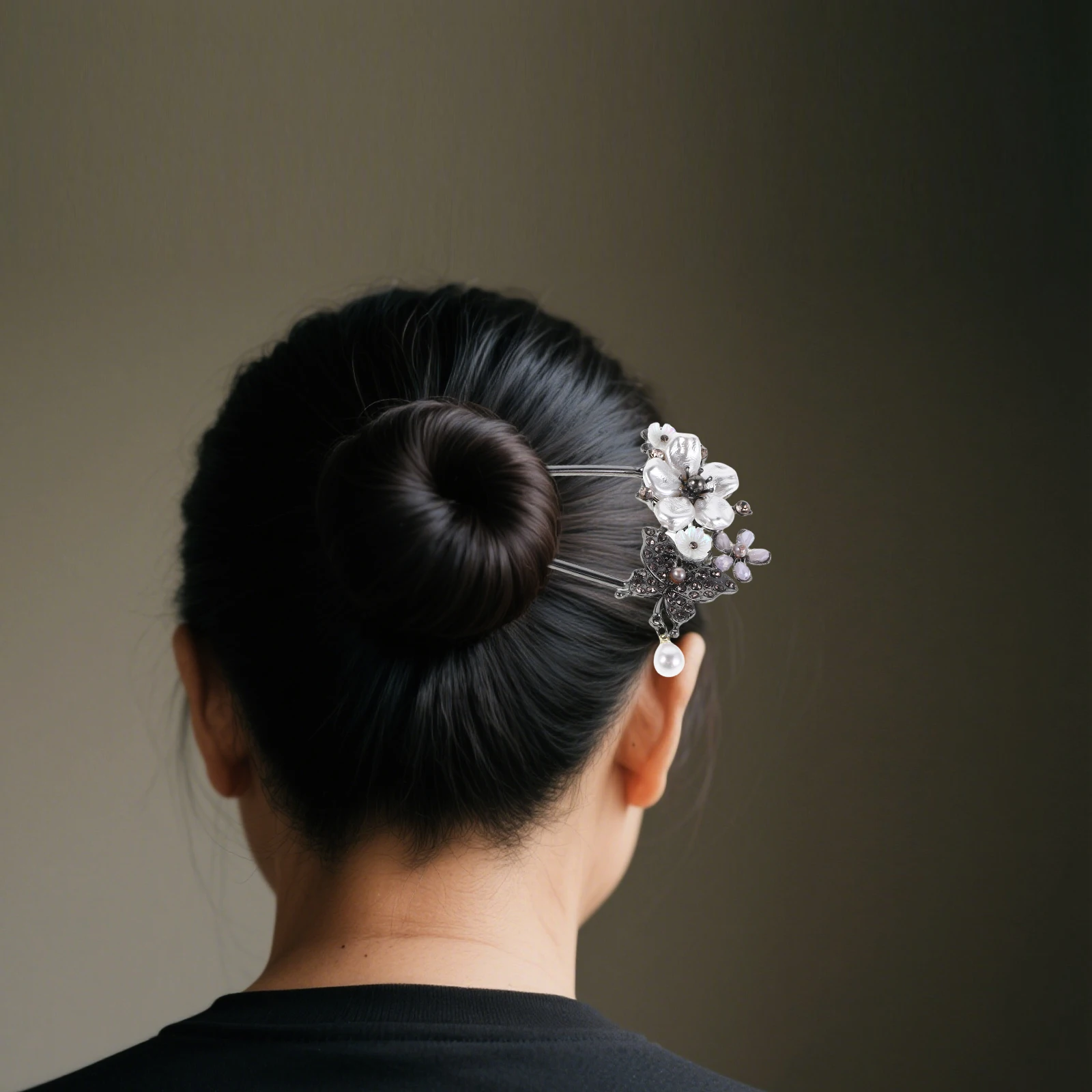 

Butterfly Flower Hairpin U Shaped Black Design for Wedding Prom Casual Pearl Bridal Hair Accessories Floral Pieces