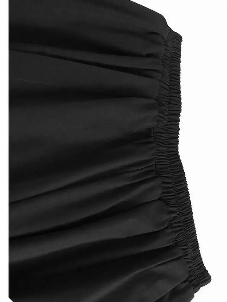 เอวยางยืดสูงสีดำไม่สม่ำเสมอผ้าพันแผลยาวกางเกงขากว้างกางเกงใหม่ผู้หญิงแฟชั่นฤดูใบไม้ผลิฤดูใบไม้ร่วง