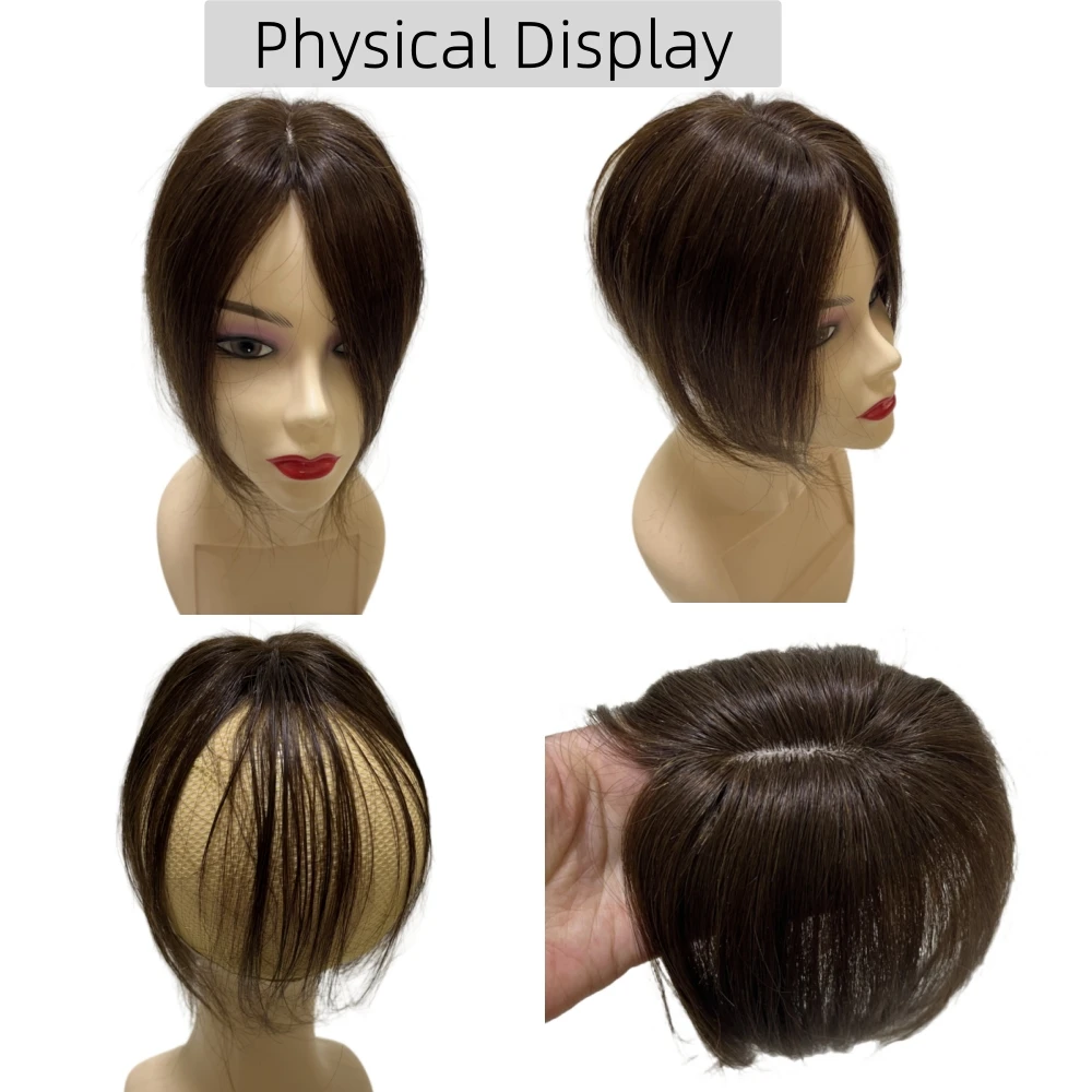 25cm clipe em natural cabelo humano topper para mulheres franja peças de cabelo parte média peruca brasileira adicionar volume do cabelo