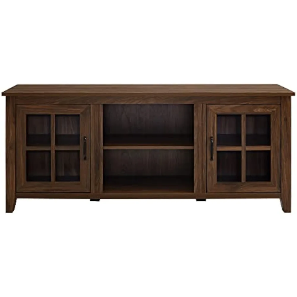 Dakota Modern Farmhouse 2 suportes de porta de vidro para TVs de até 65 polegadas, 58 polegadas, nogueira escura