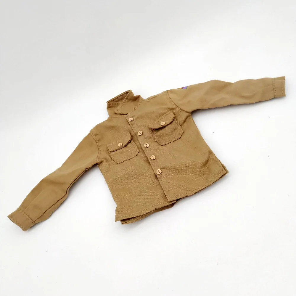 Kaki 1/6 Schaal Wwii Mannelijke Soldaat Shirt Lange Mouw Kleding Model Voor 12in Phicen Tbleague Action Figure Speelgoed