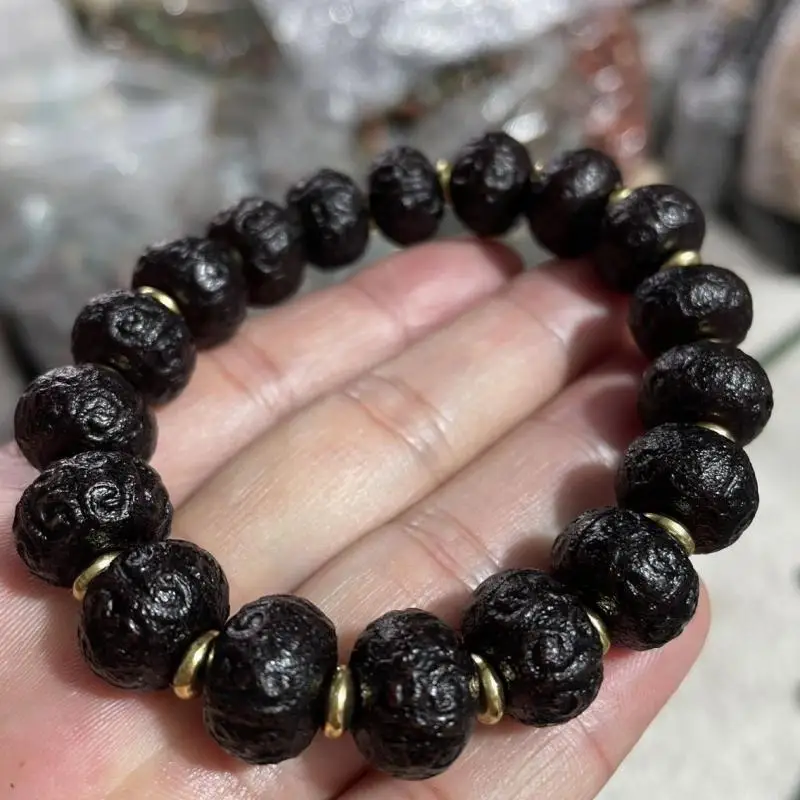 

14mm Tibetan Buddhism Weathered Old Agate Beads Pumpkin Bracelet Men Women Healing Gemstone Fine Jewelry Lucky Amulet Bracelets