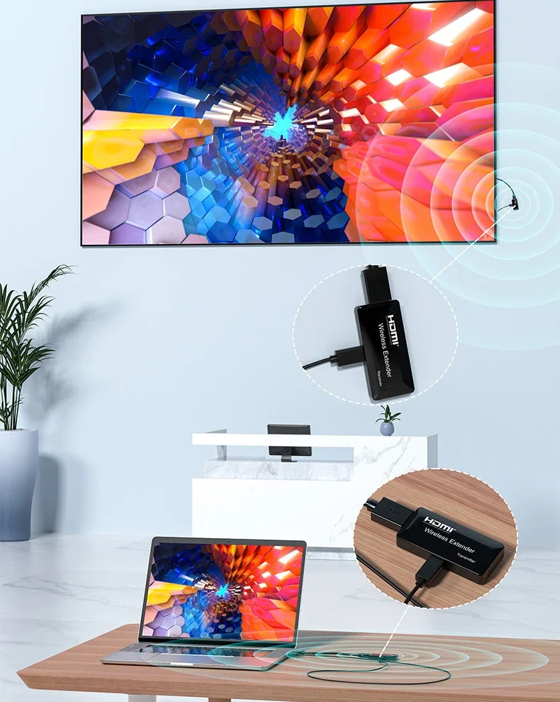 150M Wireless HDMI Extender Video Transmitter & Receiver HDMI WiFi Extender Support 1 TX to 4 RX for PS4 Camera PC TV Projector