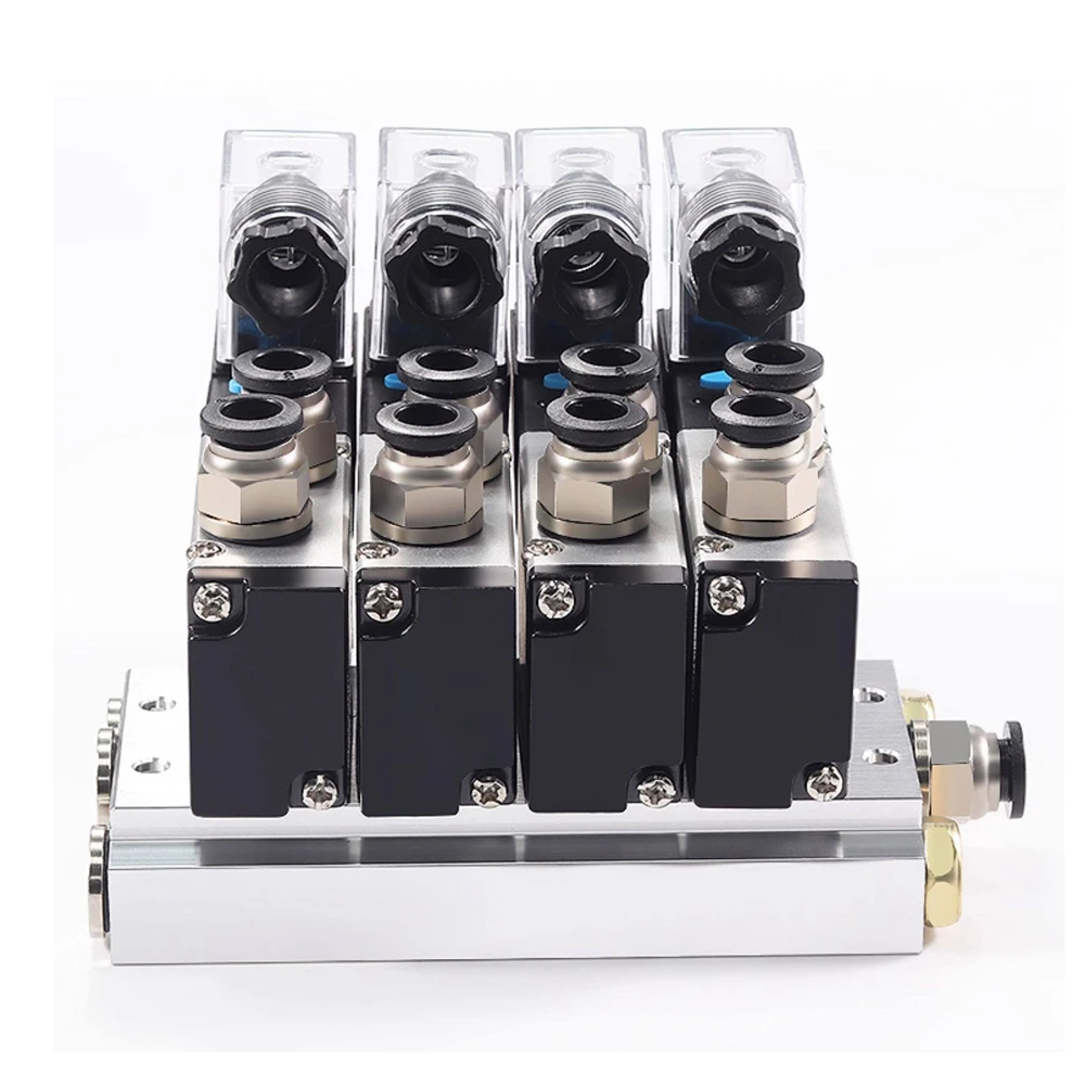 5 Way 2 Position 4V210-08 Manifold Group Pneumatic Electric Solenoid Valve Island cylinder Reversing 12/24/220V Coil Volt