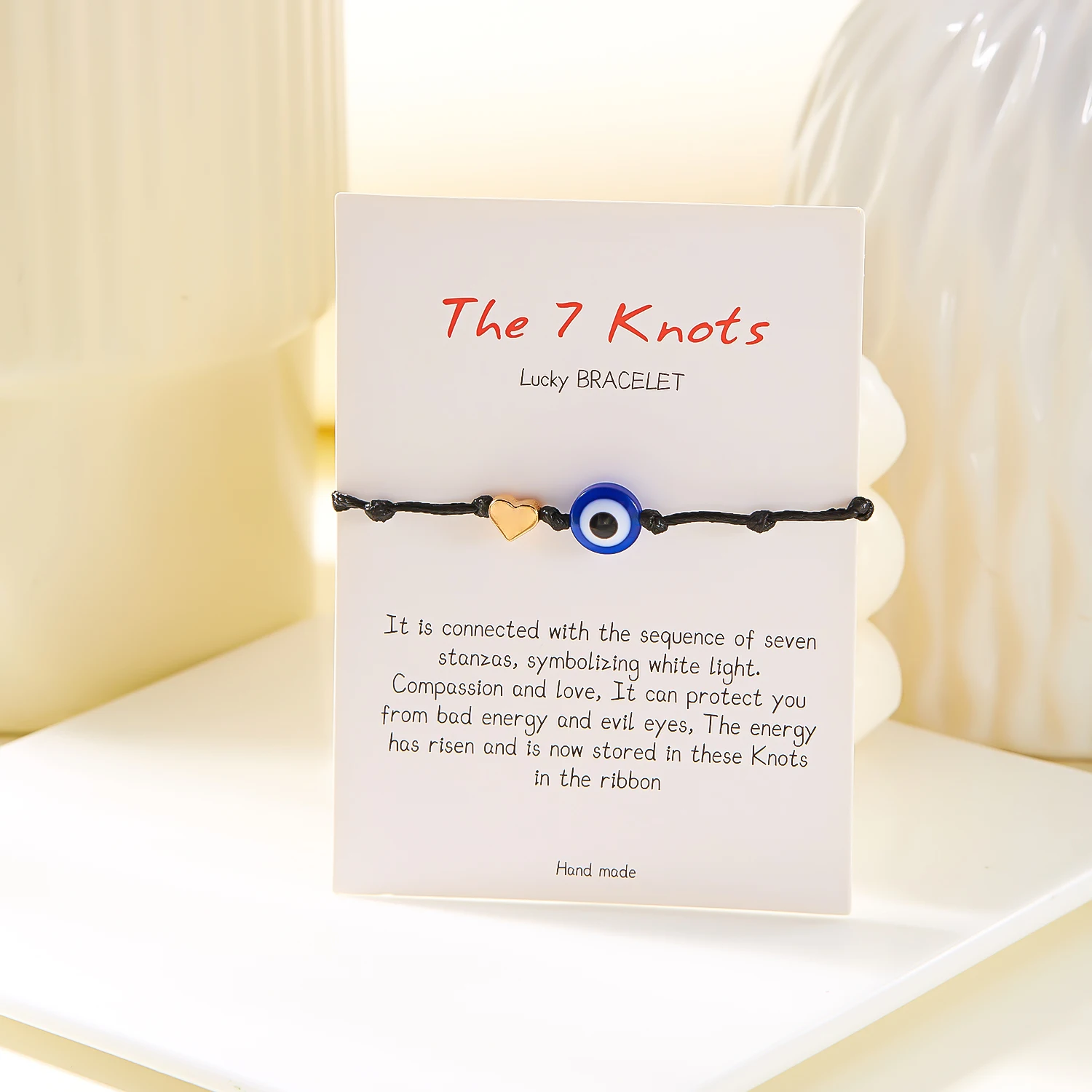 Einfaches türkisches blaues Evil Eye 7-Knoten-geflochtenes Armband für Damen und Herren, glückliches rotes Seil, handgefertigtes Armband, Ästhetik, Party-Schmuck – Detail 18