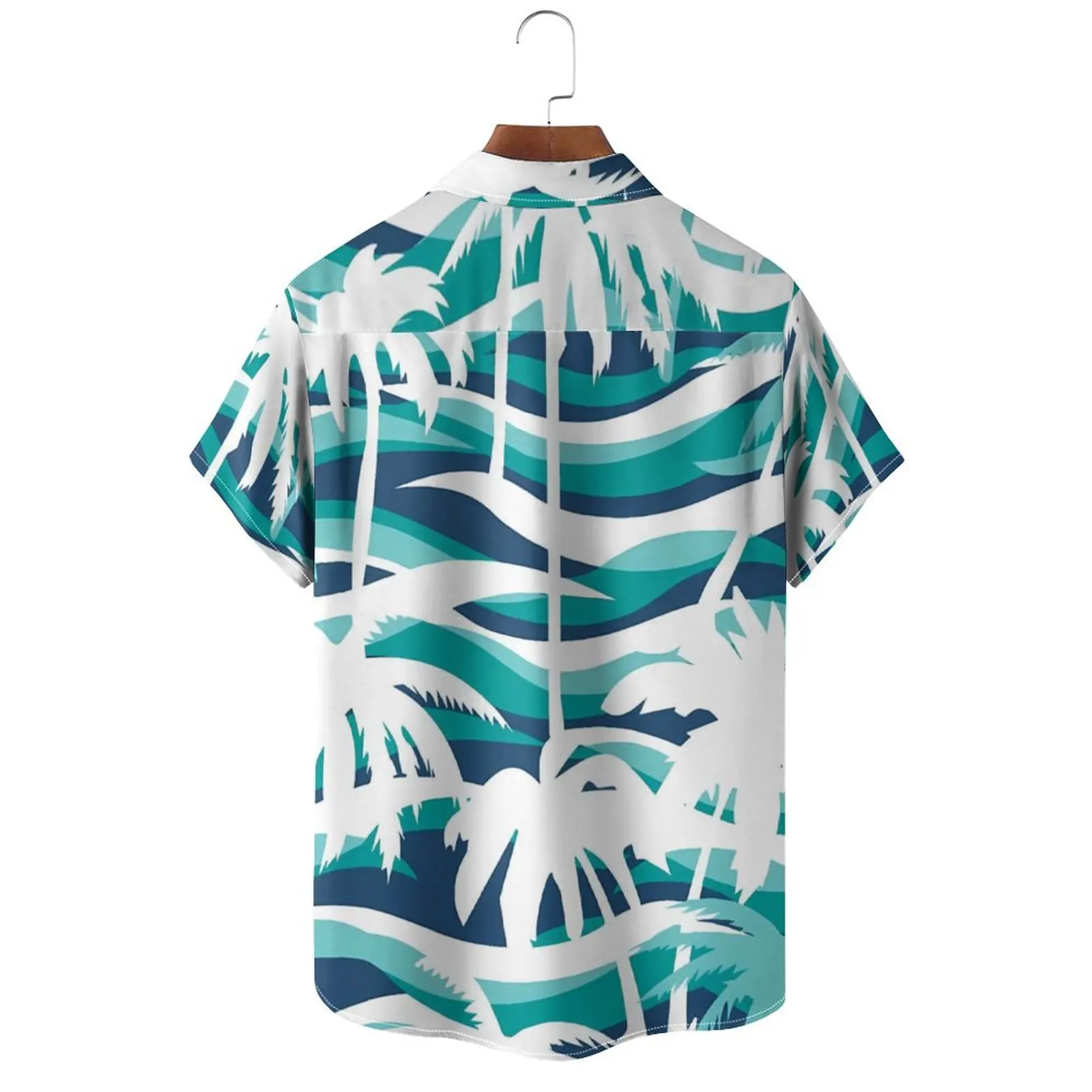 Top casual estampado em folha tropical masculino, top confortável solto, férias à beira-mar, estilo havaiano, viagem verão