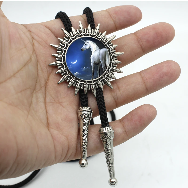 BOLO-004 New Arrival Unicorn inspirational quote Western Bolo Tie Necklace Steampunk Unicorn Horse Jewelry for Men Adjustable