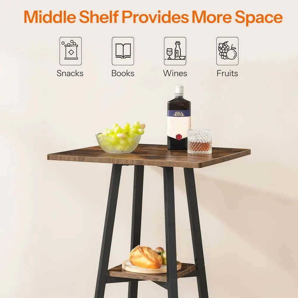 Деревенский коричневый 36,6-ярусный высокий стол для паба с местом для хранения вещей на небольшой кухне и вечеринок в гостиной