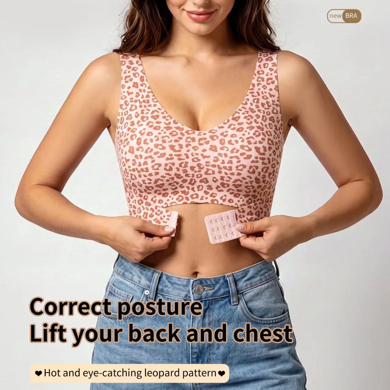 Posture Correction Front Closure Bra for Women Wireless Push Up Bralette with Cross Back Support for Daily Shaping Lingerie