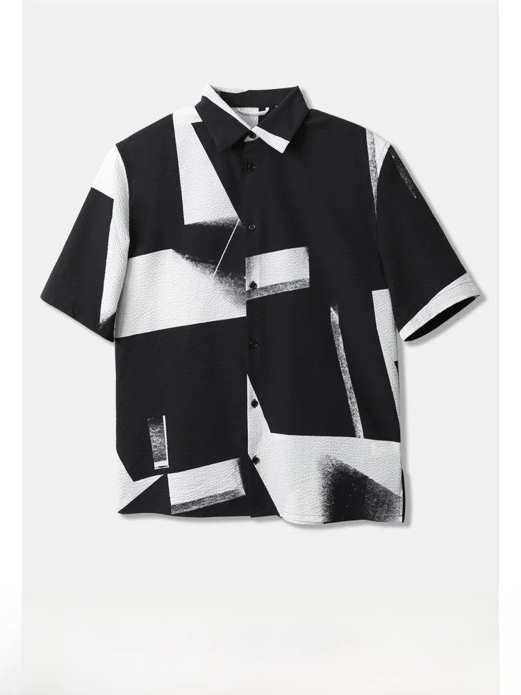 

Summer New Men's Loose Cool Feeling Print Bubble irt ort Sve Casual irt Comfortable Breathable Easy Care Men's Top