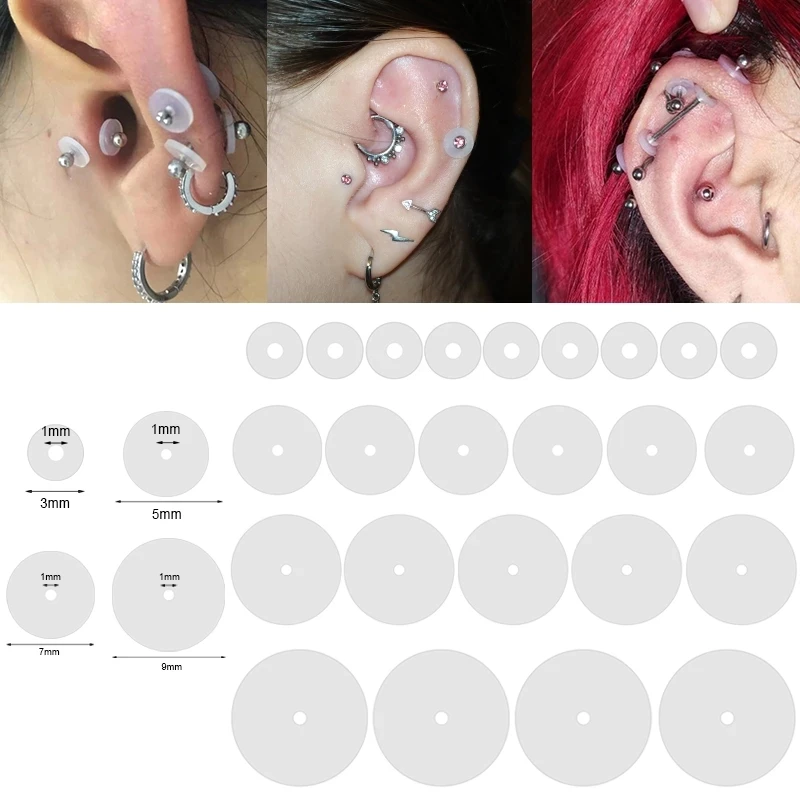 200P Silicone Piercing Healing Discs Anti Invagination Flexible Anti Hyperplasia for Earring Back No Pull Piercing Disc