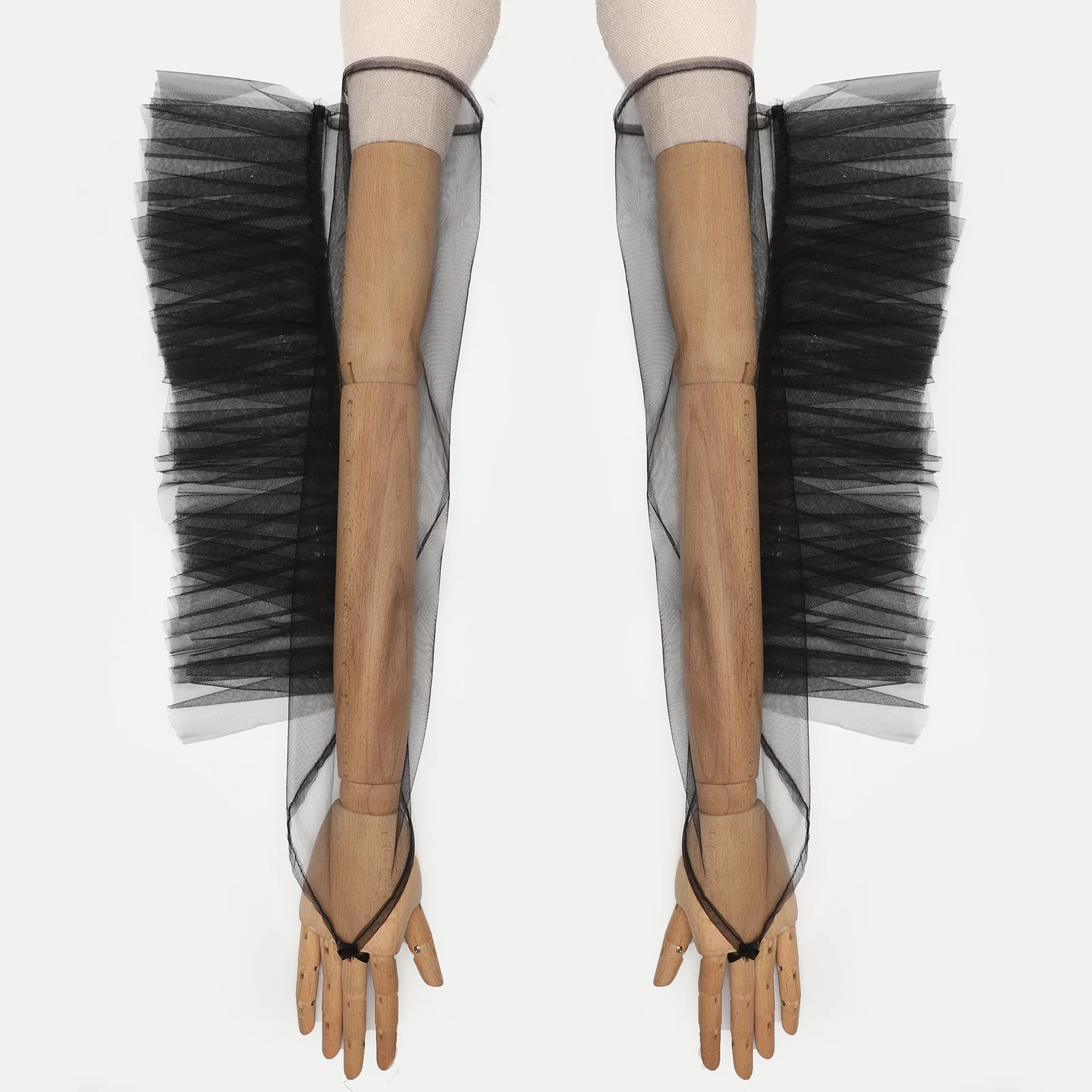 Gants longs sans doigts pour femmes, Sexy, maille transparente, crochet, Style rétro, bord à volants, accessoires pour robe de soirée, fête Cosplay