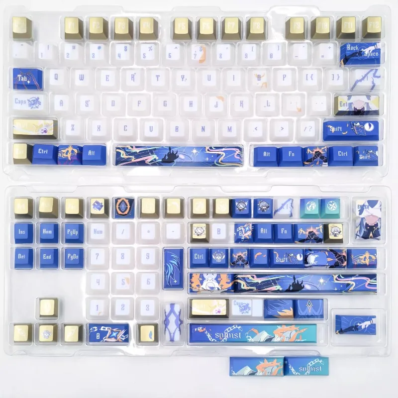Honkai: ชุดปุ่มกด Star Rail Sunday โปรไฟล์เชอร์รี่แบบกําหนดเอง PBT Pearlescent Amine Point KeyCap สําหรับการเล่นเกมคีย์บอร์ดแบบกลไก
