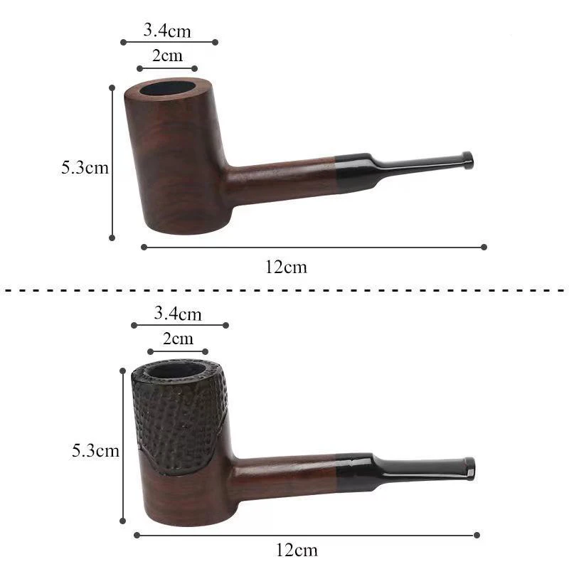 Madeira de ébano 3mm filtro tubo de tabaco de combustão retro cavalheiro tipo dobrado lidar com tubo de fumo feito à mão com acessório presente do pai velho