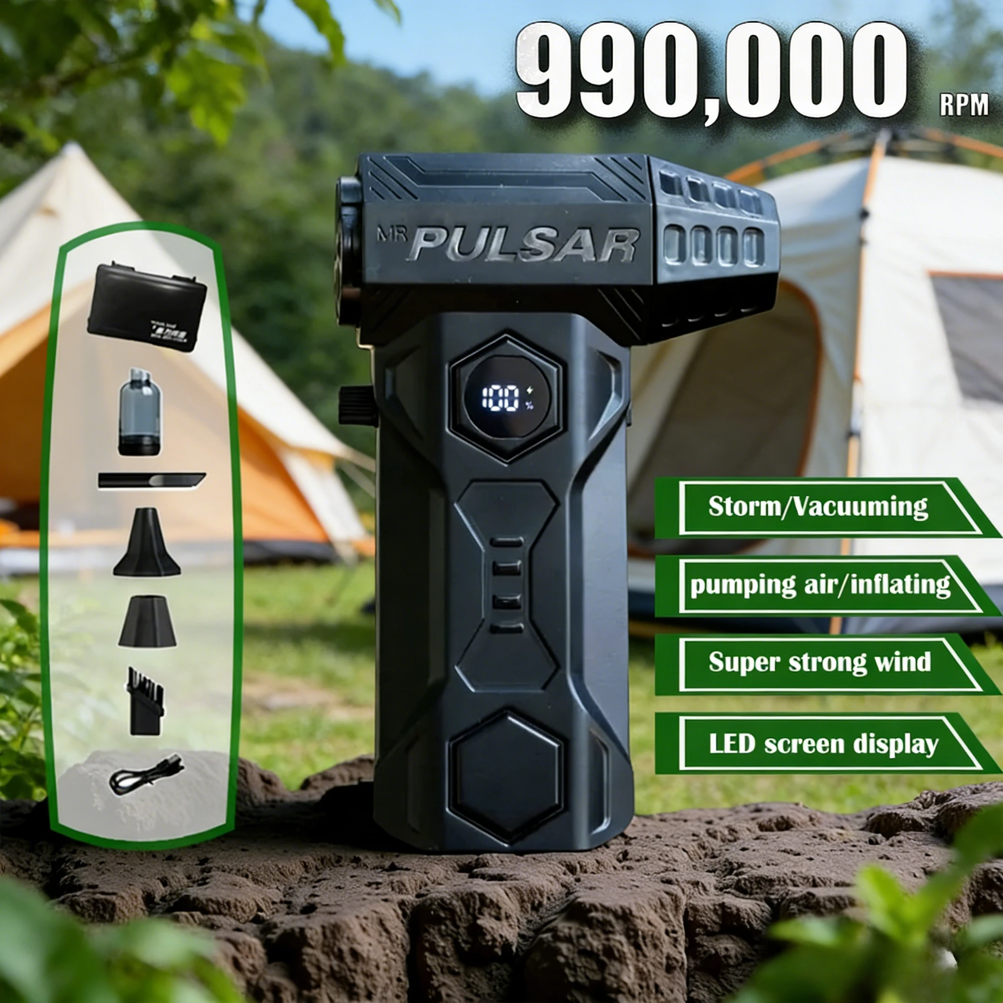 

Воздуходувка X11 Супер Мощный 990000 об/мин Пылесос со сжатым воздухом Энергопотребление Дисплей Воздушный вакуумный вентилятор Струйный вентилятор для автомобиля