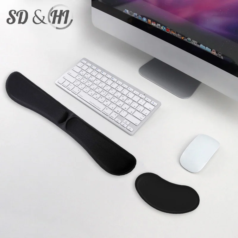 Wrist Rest Pad Keyboard Pad Ergonomic Support Pad Foldable Typing Keyboard Wrist Rest And Pad Set For Computer Laptop Office