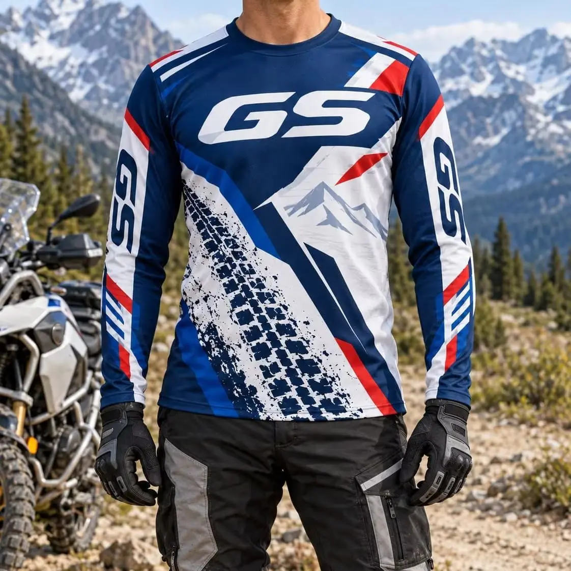 GS Mens Long Sleeve T Shirt Spring Autumn Blue Red White Adventure Motorcycle Riding Jersey Off Road Motocross Racing Unisex Top