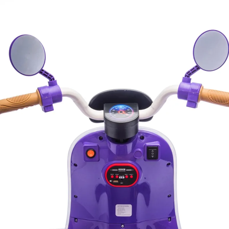 12-V-Kinderfahrt auf dreirädrigen Elektro-Motorrädern, großer Stauraum, intimes Anti-Rutsch-Design, Bluetooth für Kinder ab 5 Jahren