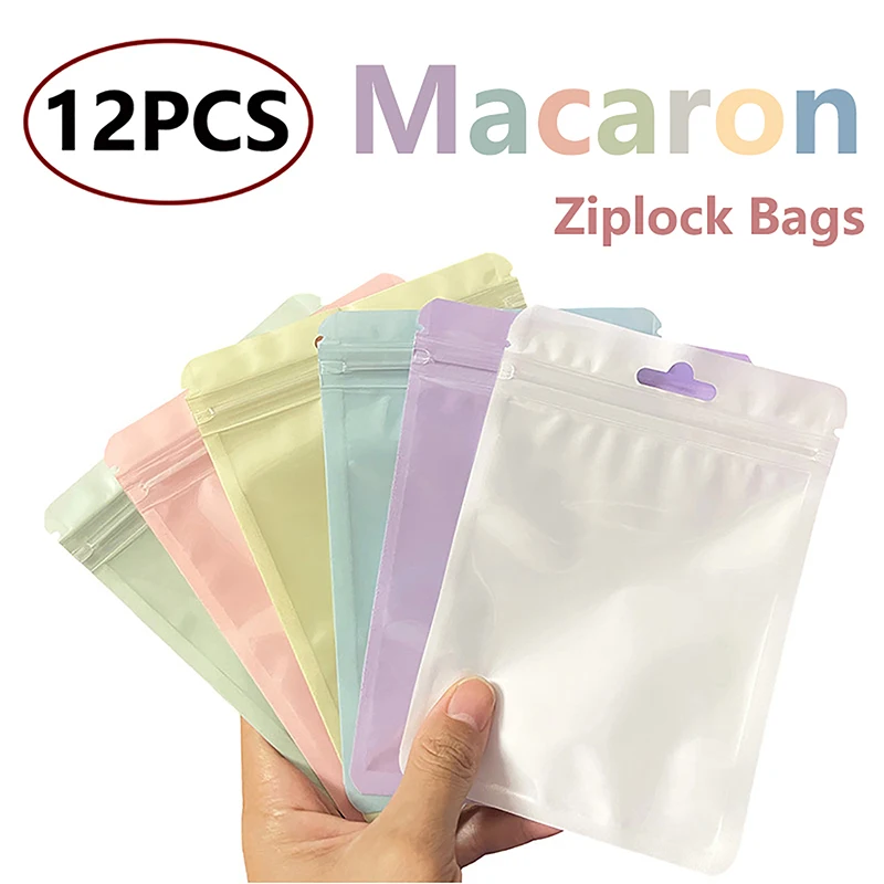 12pcs Matte Colorful Flat Gift Cosmetics Jewelry Pouches Smell Proof Zip Lock Plastic Bags Aluminum Foil Package Bag