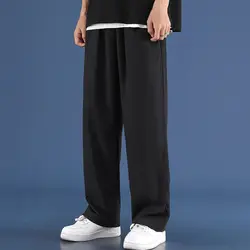 Men Ice Silk Sweatpants Drawstring Streetwear Harajuku Jogger Trousers Y2k Style Sport Gym Oversized Baggy Wide Leg Pants 8XL