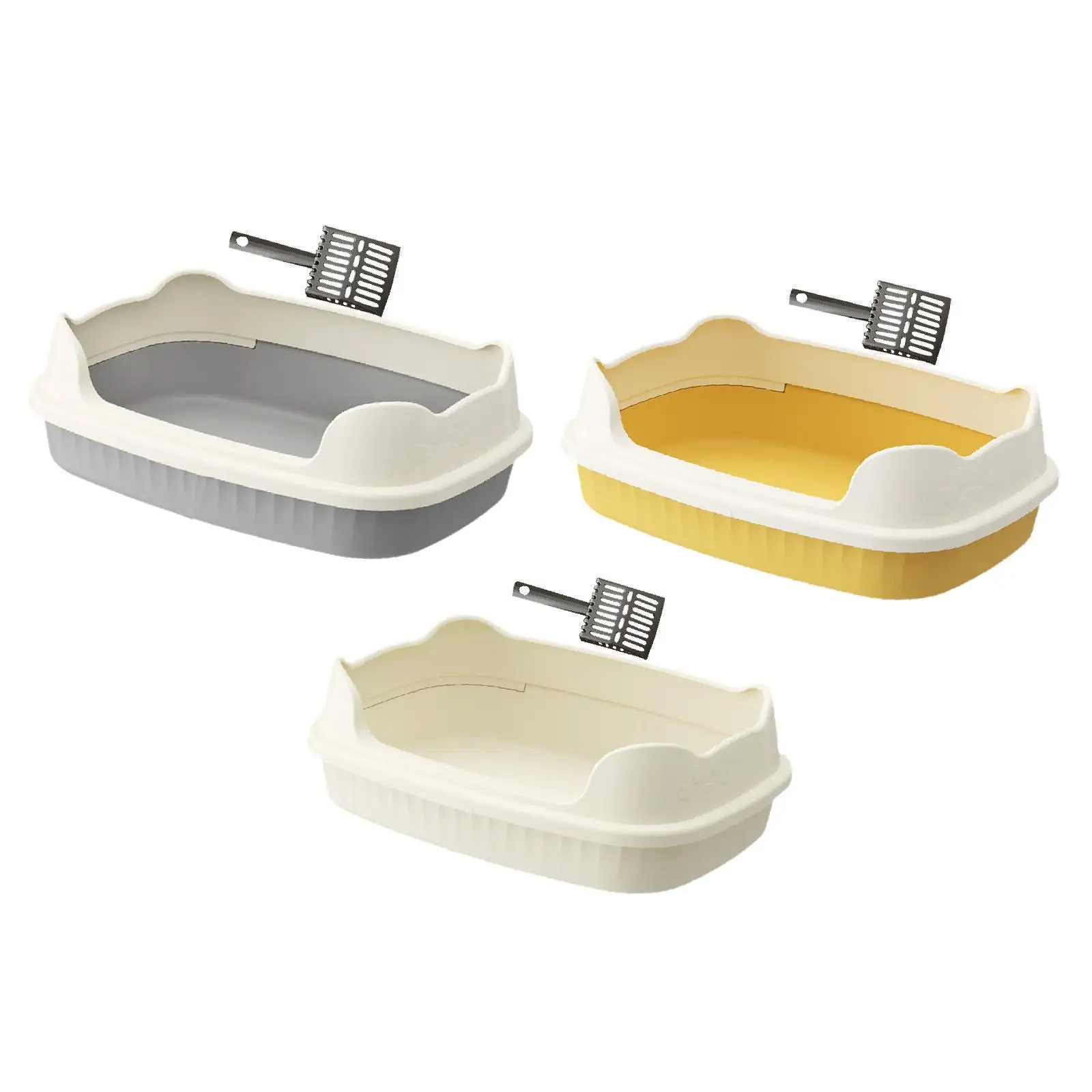 Open Litter Box Cat Litter Basin Pet Supplies Cat Bedpan Cat Sandbox for Indoor Cats with Scoop Cat Toilet Kitty Litter Pan