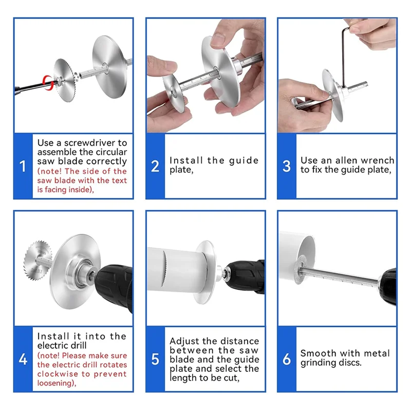 ภายในเครื่องตัดท่อสําหรับเครื่องตัดท่อ PVC เครื่องมือ-ปรับความลึก,6 ชิ้นฟันเลื่อยใบมีด 0.32In Hex Key Shaft