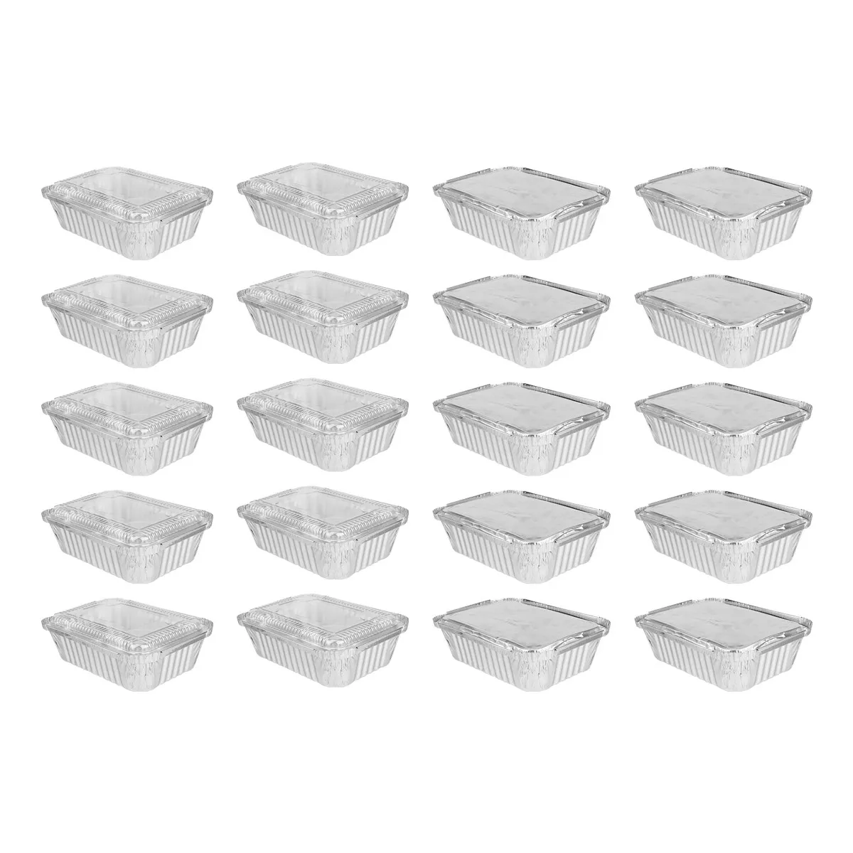 

20Pcs Disposable Food Container Tin Foil Aluminum Foil Pans Sturdy Food Storage Bbq Case Takeaway