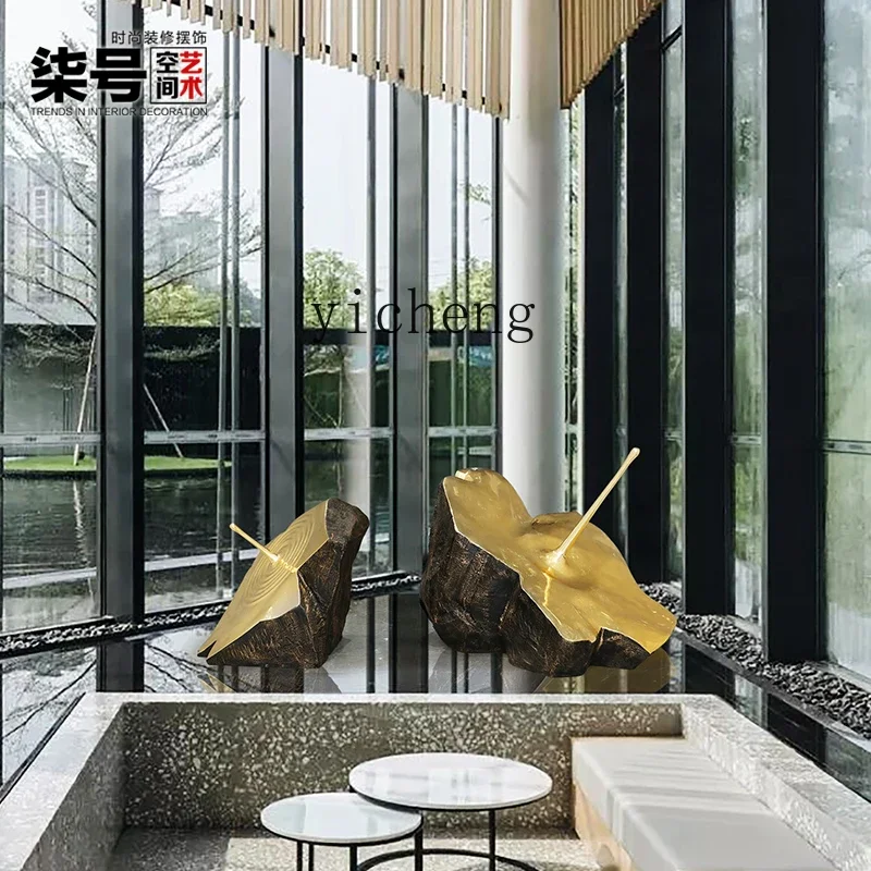 L7-14 abstract water-shaped stone sculpture soft decoration hotel lobby floor-to-ceiling ornament art installation