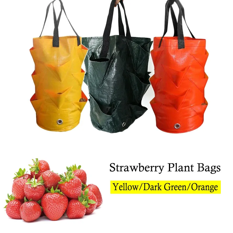 3 Gallon Strawberry Plant Grow Bag Outdoor Tomato Container Multi-mouth Bags Garden Hanging Flower Plant Pot Garden Supplies