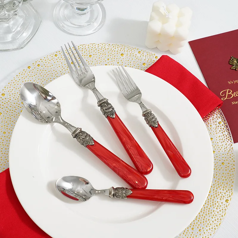 Dinnerware Set 304 Stainless Steel Steak Knife Fork Coffee Spoon Teaspoon Flatware Dishwasher Safe Kitchen Tablewar Christmas