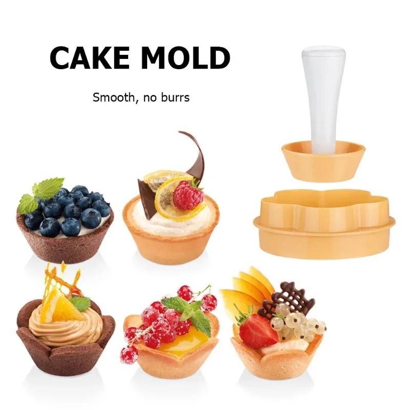 Kunststoff Gebäck Tamper Torte Shell Formen Torte Cutter Blume/Runde Teig Cookie Cutter Set Kuchen-Form für Muffin/cupcake