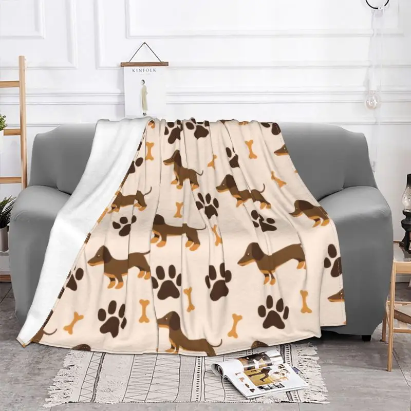 Dachshund Sausage Dog Blanket 3D Print Flannel Fleece Warm Animal Puppy Lovers Throw Blankets for Home Bedding Sofa Bedspreads