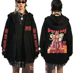 Britney Spears and Now Watch Me Graphic Zipper felpa con cappuccio maschile Casual oversize felpa uomo donna Hip Hop Vintage Zip Up Jacket