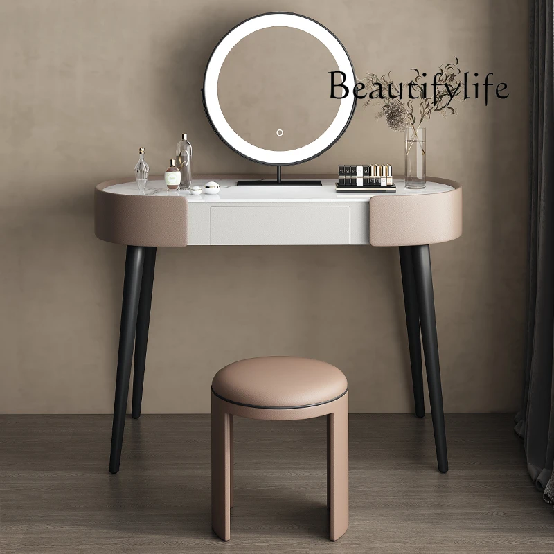 French simple retro rock slab dresser makeup table with smart makeup mirror makeup table